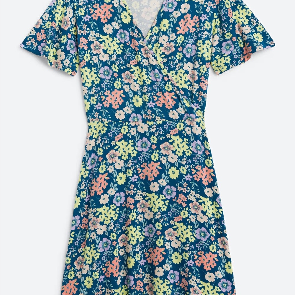 41 HAWTHORN-Stitch Fix Elisse Knit Surplice Floral Dress Sz Med
